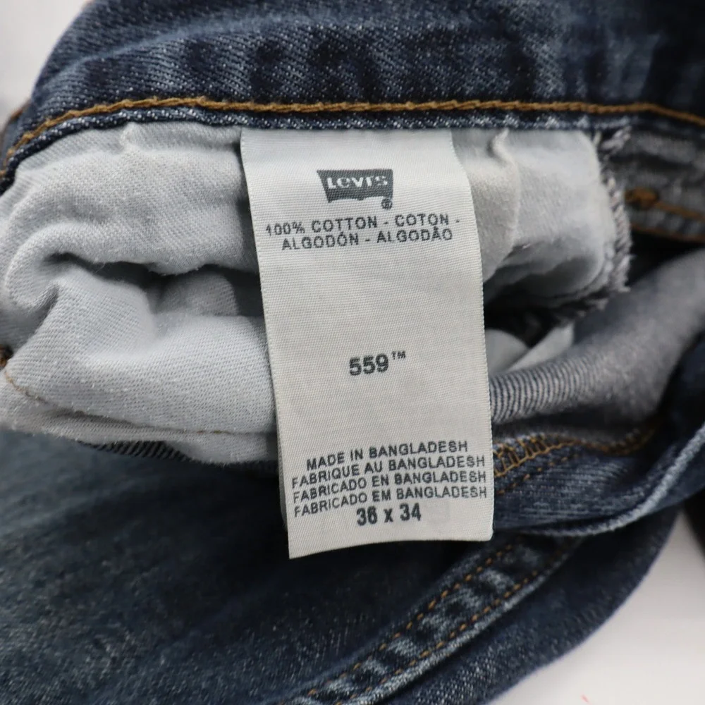 Levis 559 Relaxed Straight Jeans Mens 36x34 Blue Distressed‎ Paint Splatter